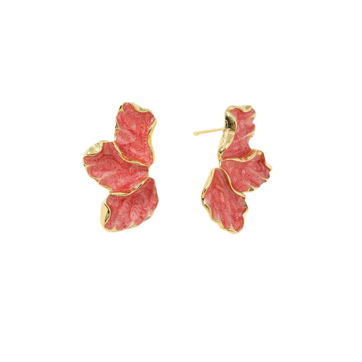 Maple Leaf Flower Affordable Luxury Fashion Sense Colorful Petals Dripping Stud Earrings