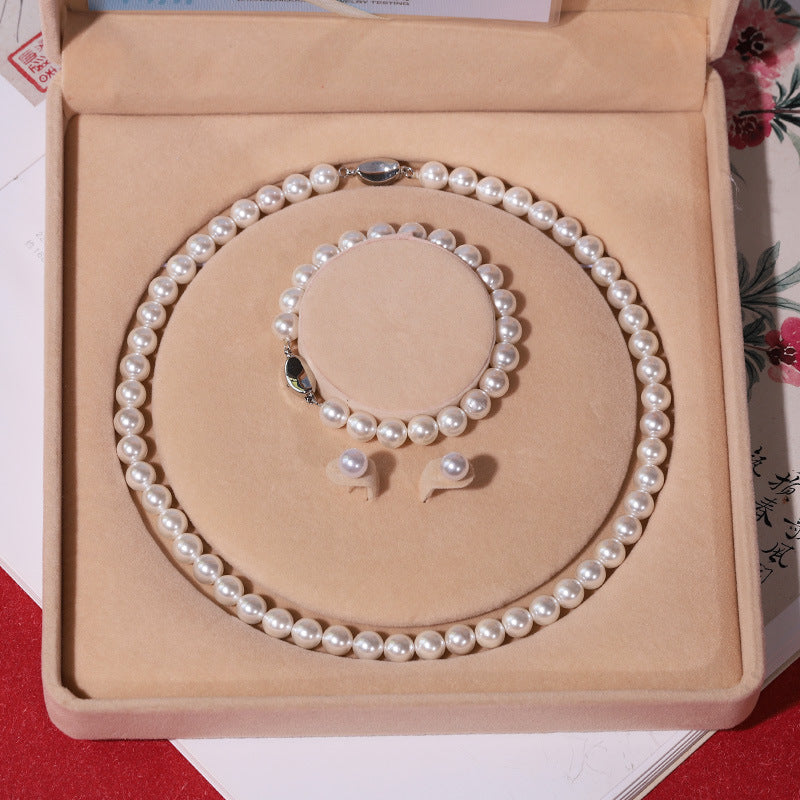 Shell Pearl Jewelry Purple Suit Natural Perfect Circle Pearls Necklaces