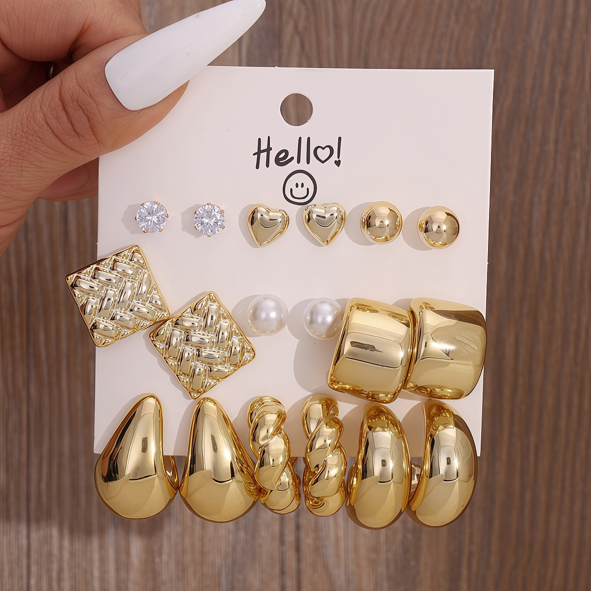 Pairs Storage Combination Versatile Geometric Frosty Earrings