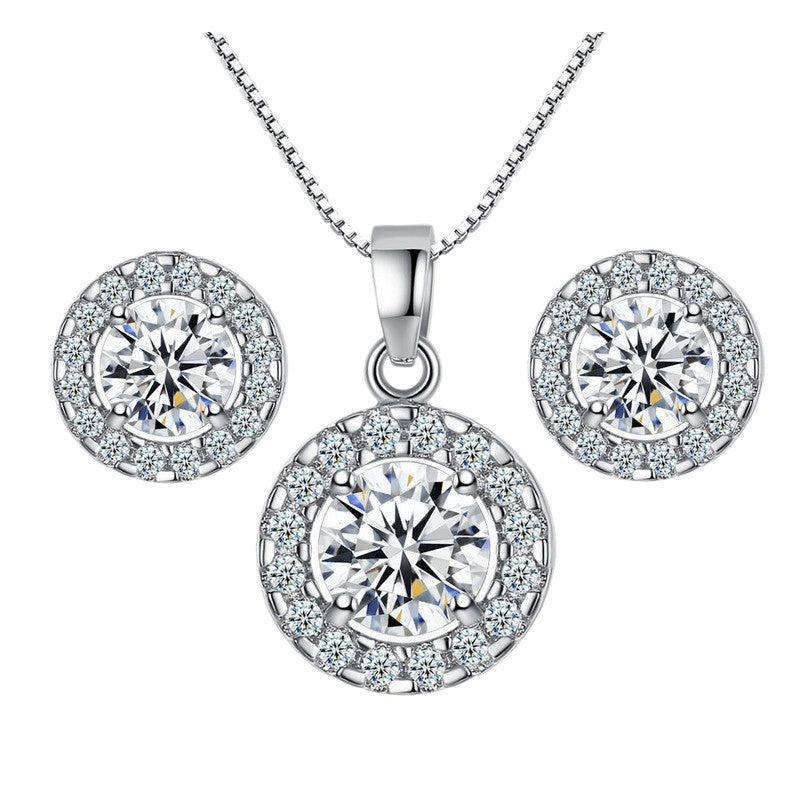 High Sense Banquet Party Fashion Popular Electroplated Zircon Jewelry Set