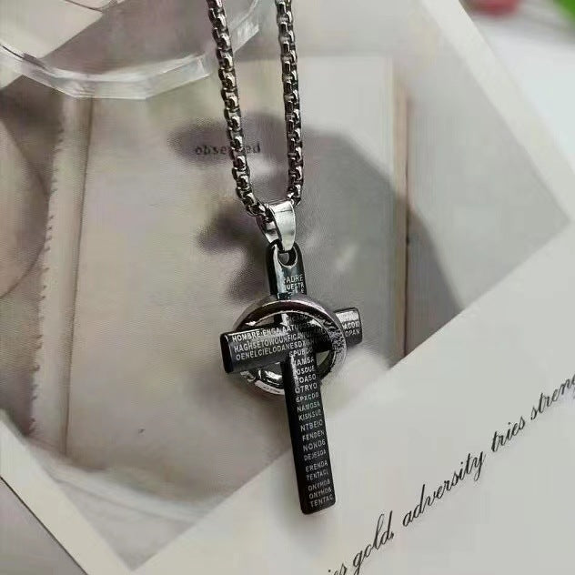 Men's Fashion Cross Simple Hip Hop Disco Titanium Steel Pendant