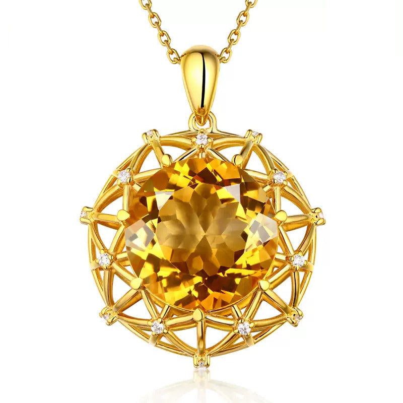 Carat Oversized Imitation Natural Citrine Bird's Nest Design Yellow Diamond Rings