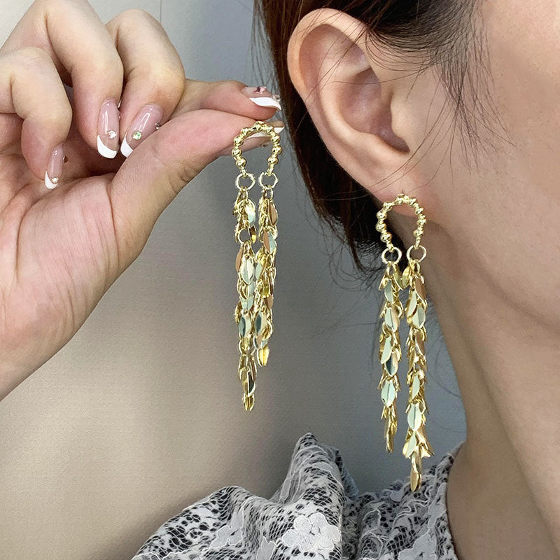 Tassel High-grade Sier Needle Metal Light Luxury Pearl Rings
