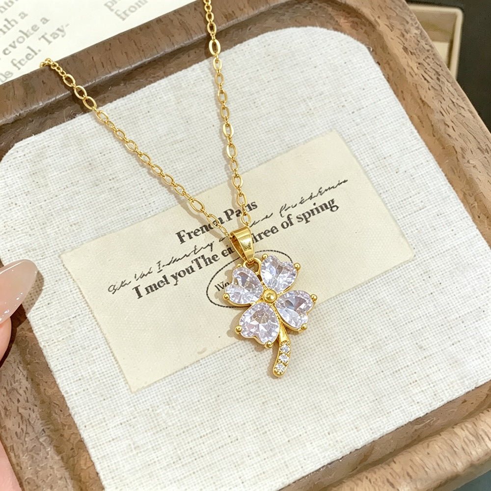 Women's Korean Creative Four-leaf Clover Titanium Steel Necklace