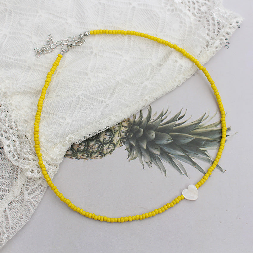 Heart Beads Stringed Color Clavicle Chain Necklace