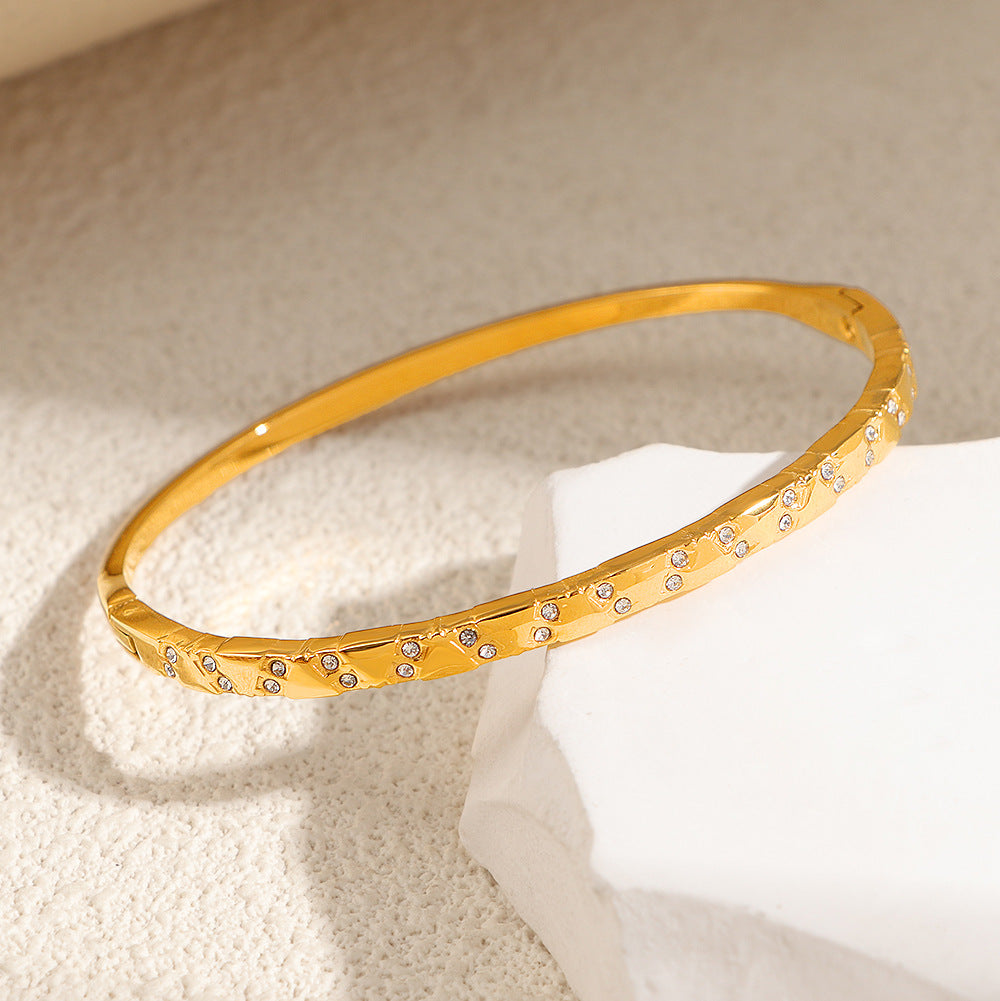 Women's Fashion Titanium Steel Geometric Variety White Diamond Light Luxury Bracelet