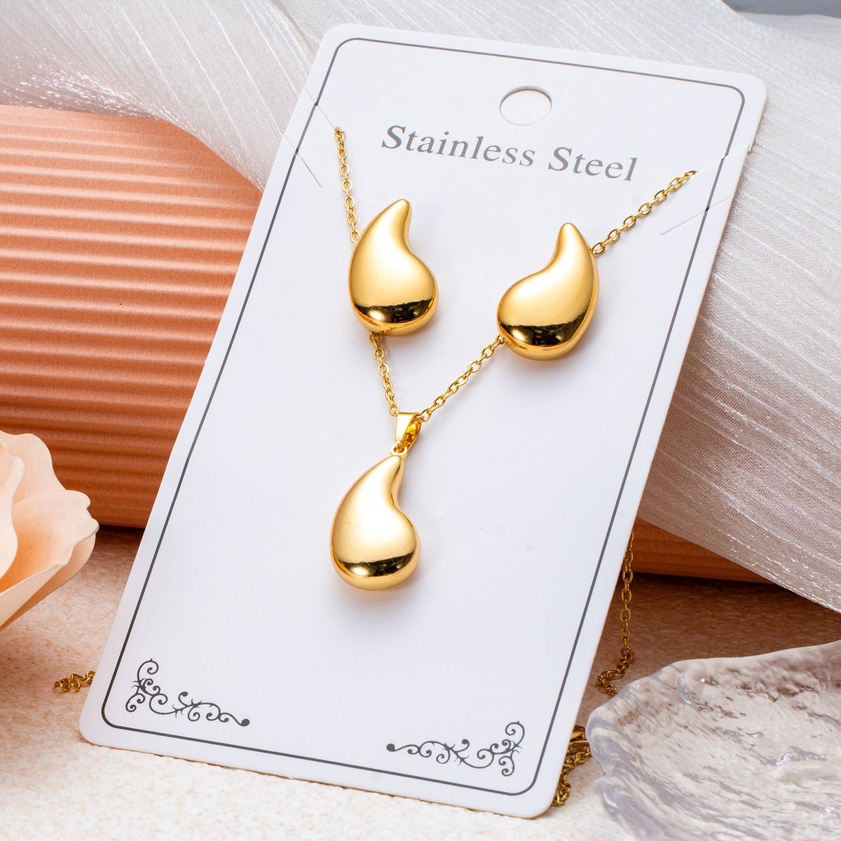 Series Stainless Steel Ear Light Luxury Jewelry Set