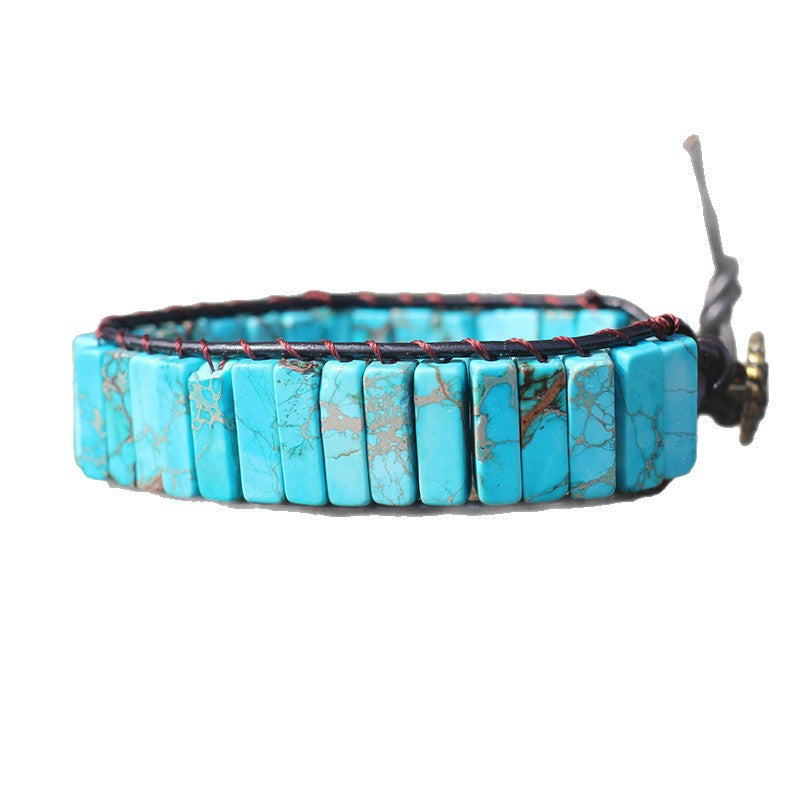 Bohemian Style Natural Stone Lan Di Royal Vintage Hand-woven Bracelet