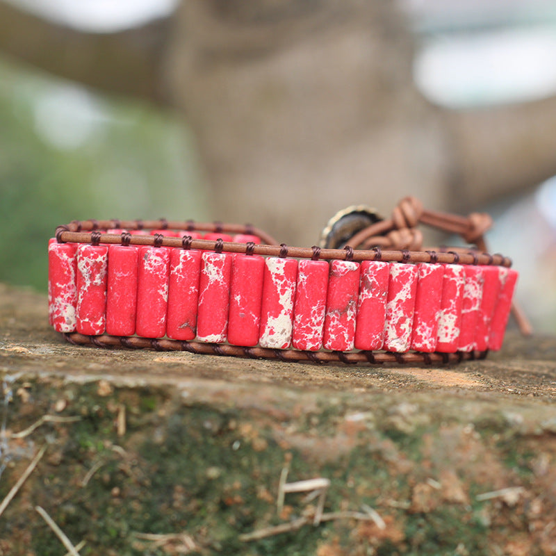 Bohemian Style Natural Stone Lan Di Royal Vintage Hand-woven Bracelet