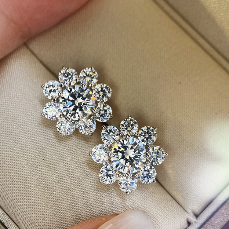 Sunflower Pull Moissanite Ear Live Broadcast Jewelry Set