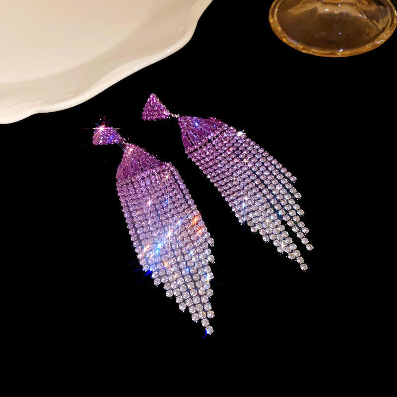 French Royal Style Zircon Geometric Flower Light Luxury High-grade Earrings