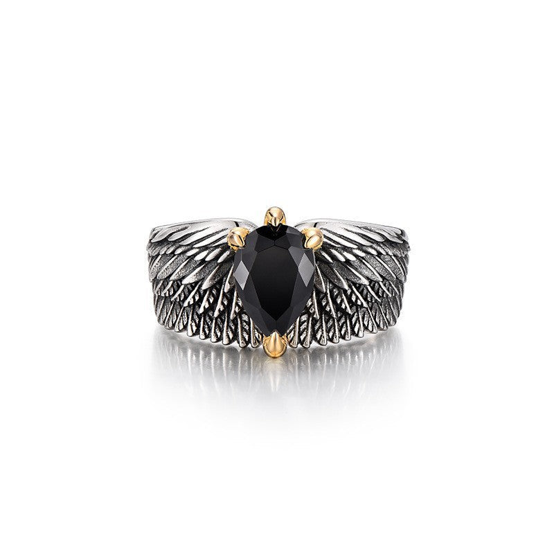 Men's Thai Sier Eagle Wings Retro Style Personality Ring