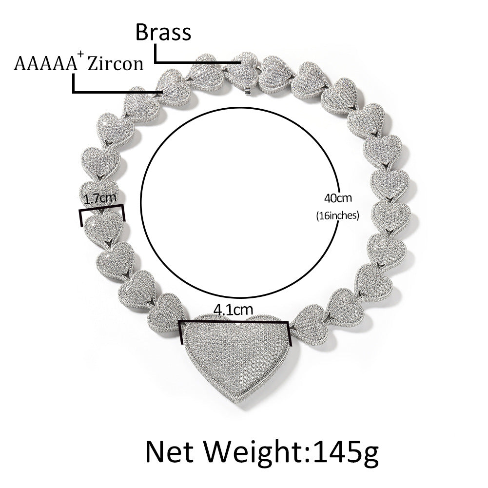 Heart-shaped Zircon Style Peach Heart Chain Necklaces