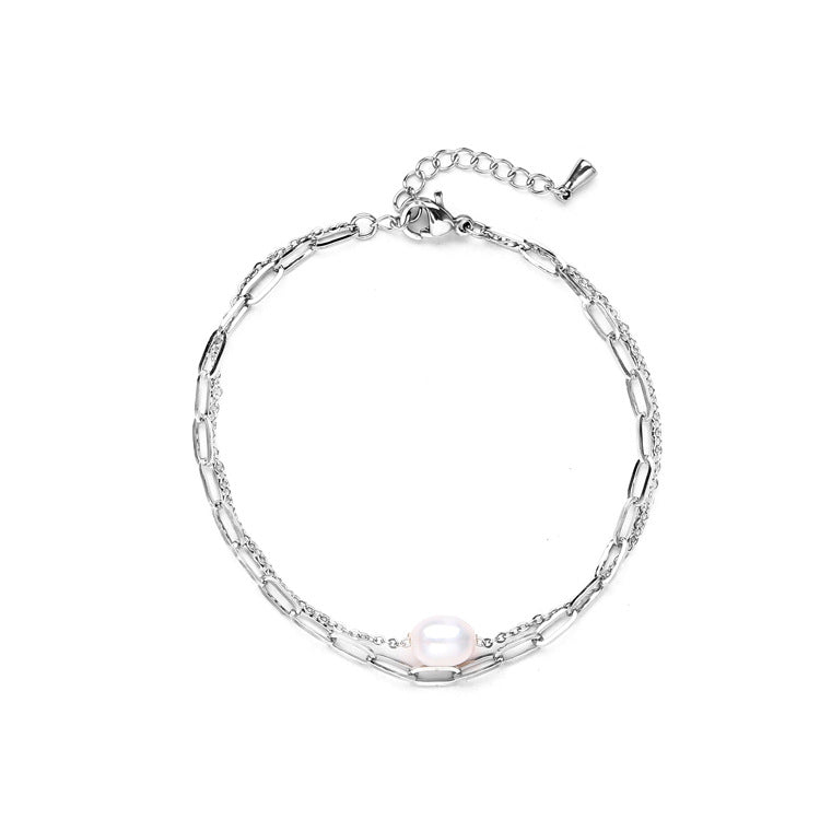 Women's High Quality Freshwater Pearl Waterproof Hard-wearing Stainless Steel Rings