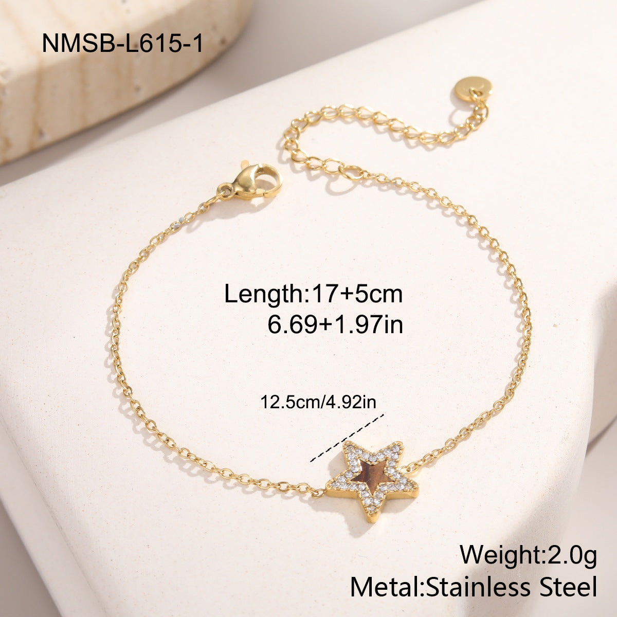 Women's Pentagram Zircon Design Simple Graceful Bracelets