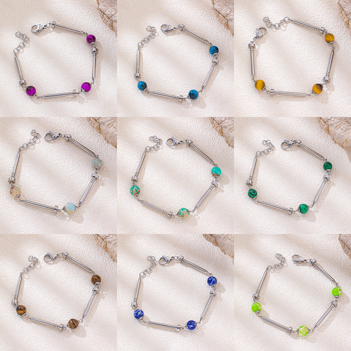 Wind Design Stainless Steel Nail With Natural Bracelet
