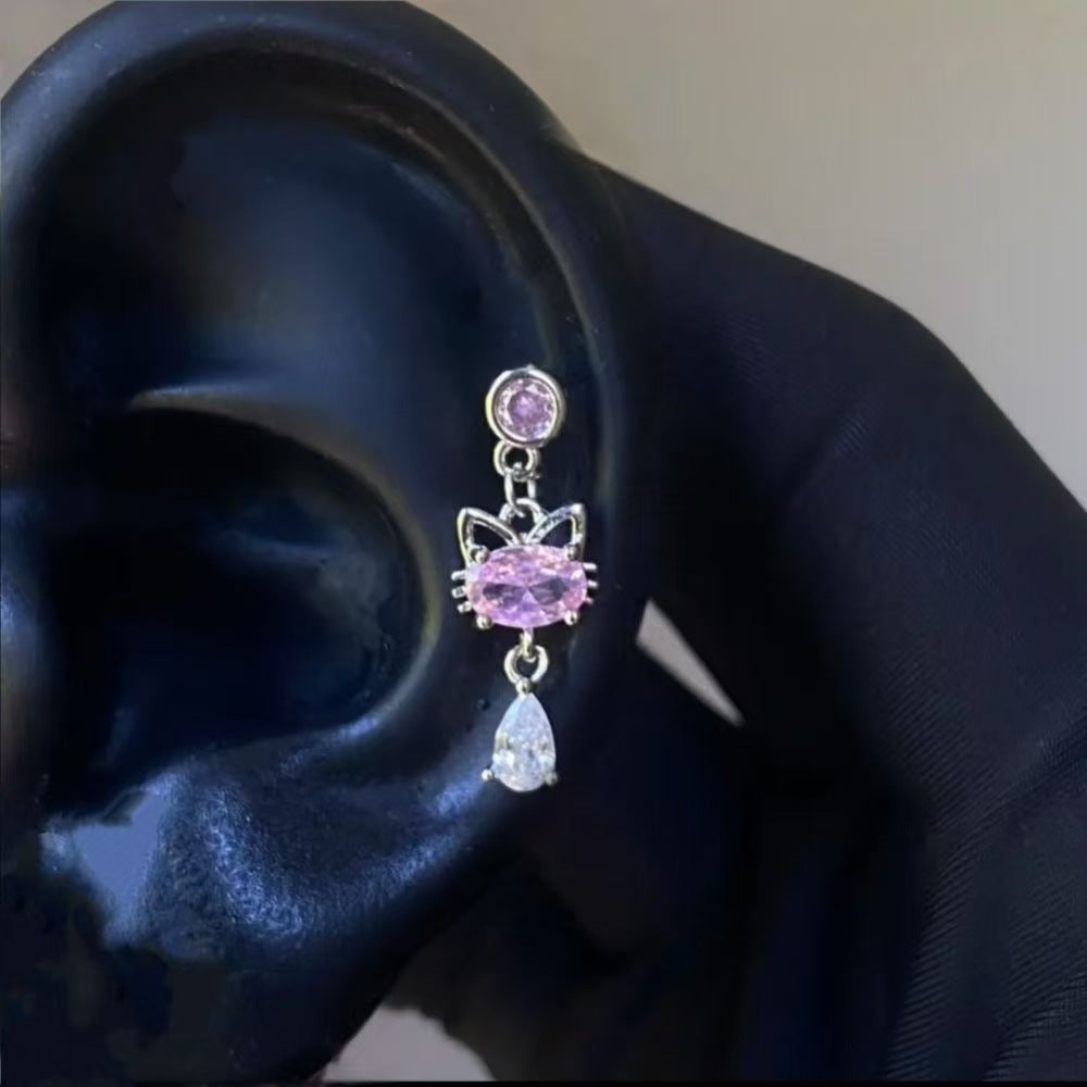 Collection Ear Bone Medical Titanium Steel Cartoon Hello Kitty Earrings