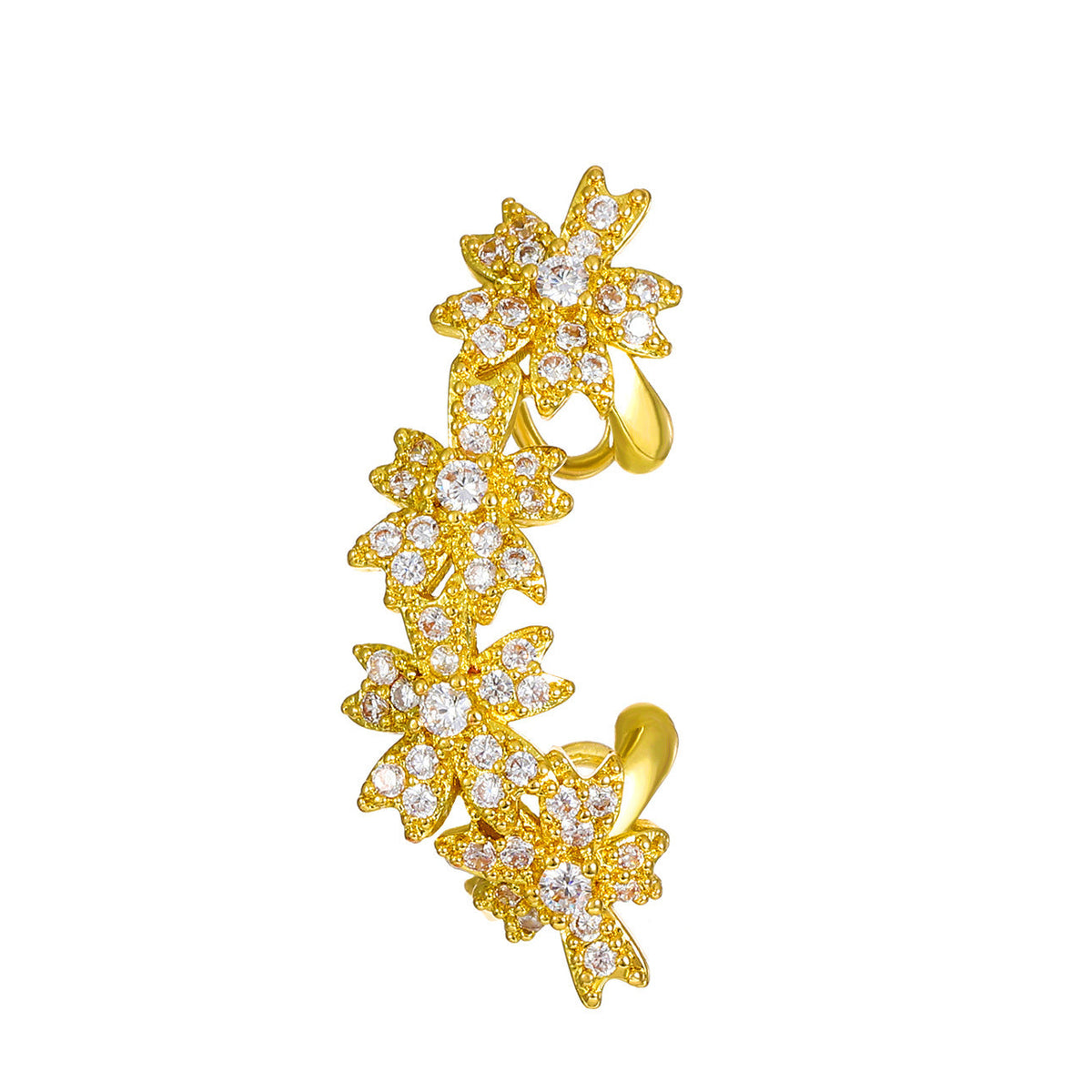 Flowers Affordable Luxury Fashion Design Diamond Ear Clip