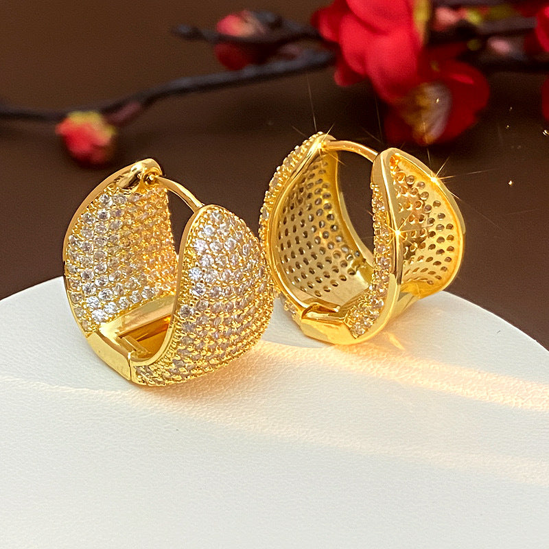 Women's Fashion Micro Inlaid Zircon Ear Clip Style Personality Earrings