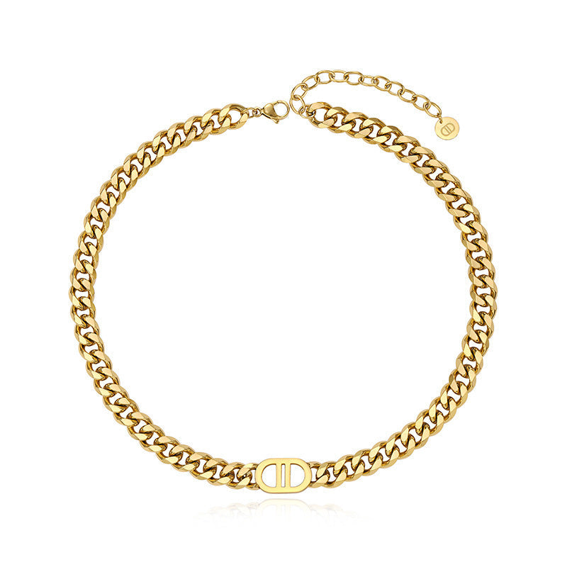 Hip Hop Double Letter Personality Trend Clavicle Chain Necklaces