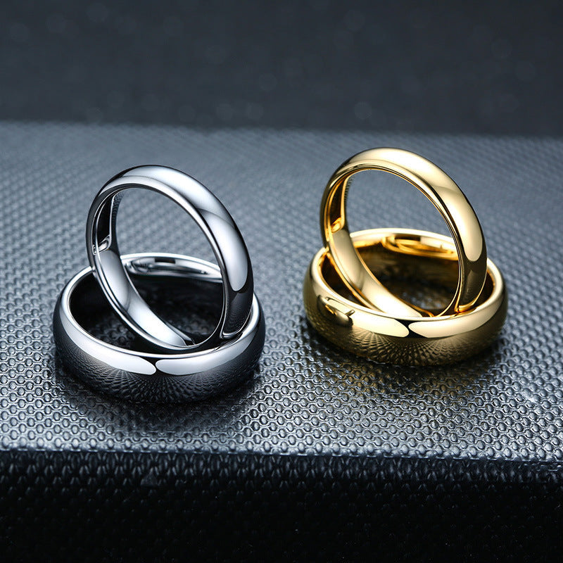 Tungsten Steel Glossy Simple Couple Pair Rings