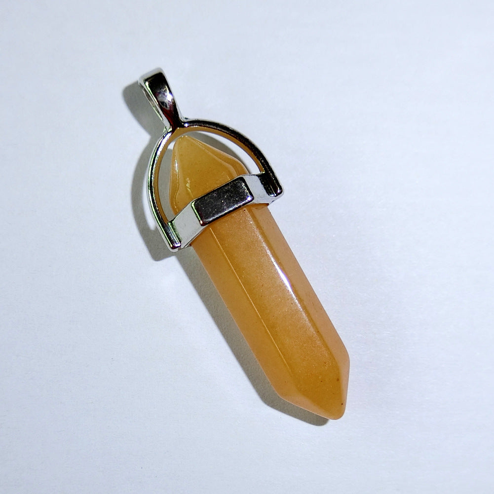 Stone Crystal Agate Bullet Hexagon Prism Pendant