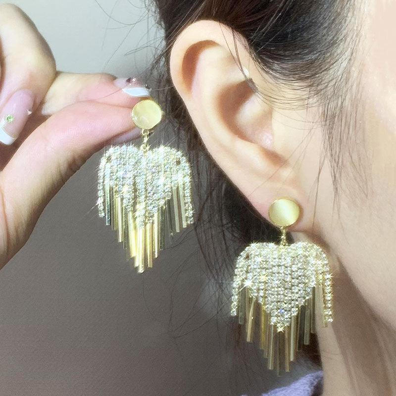 Tassel High-grade Sier Needle Metal Light Luxury Pearl Rings