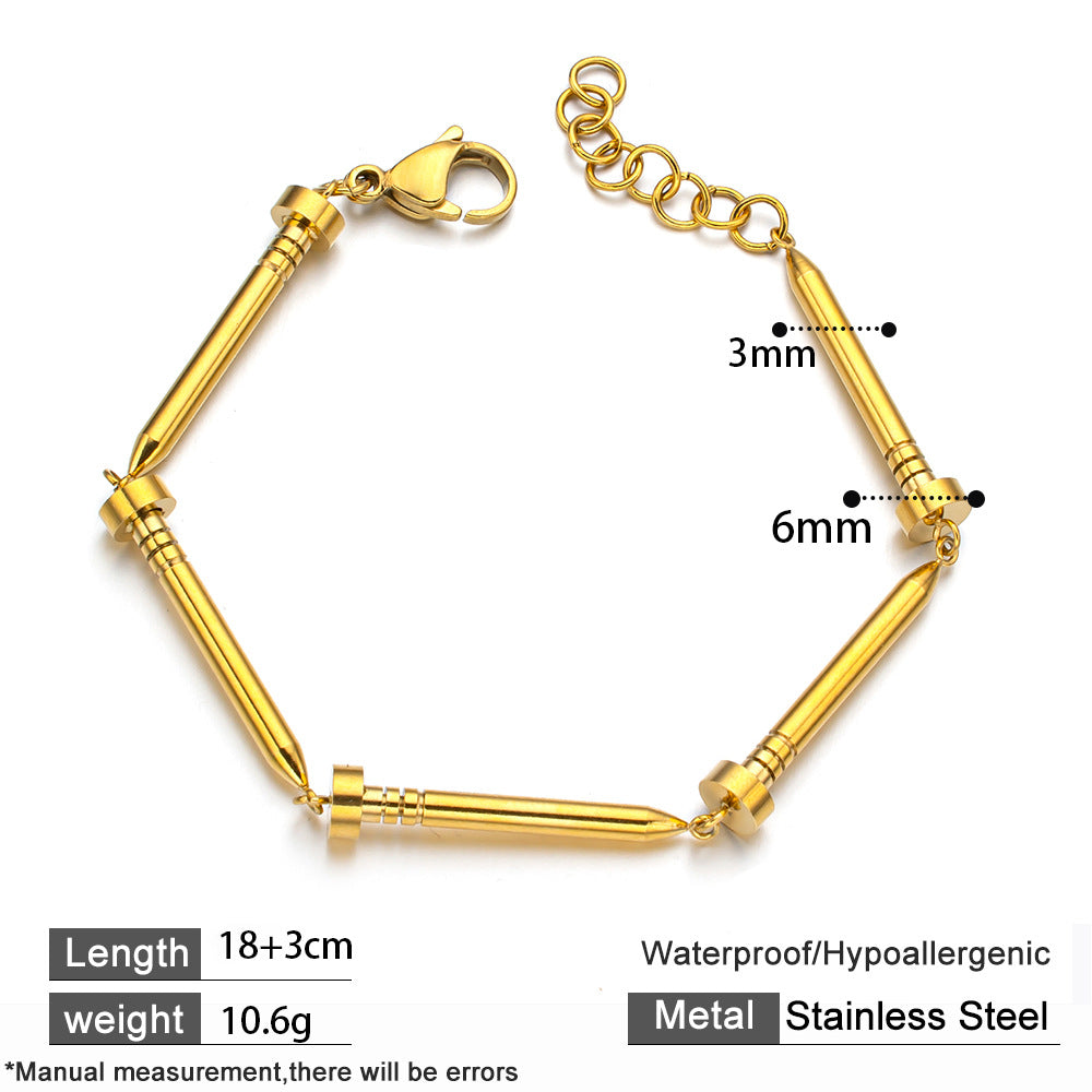 Wind Design Stainless Steel Nail With Natural Bracelet