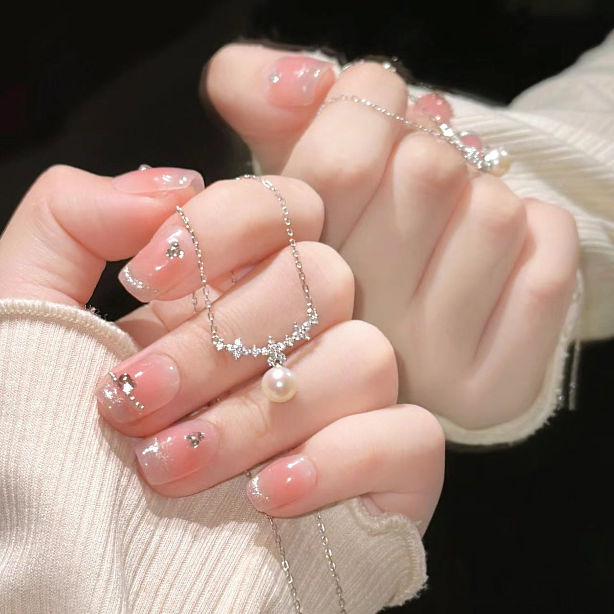 Women's French Cherry Blossom Pearl Zircon Style Exquisite Light Necklace