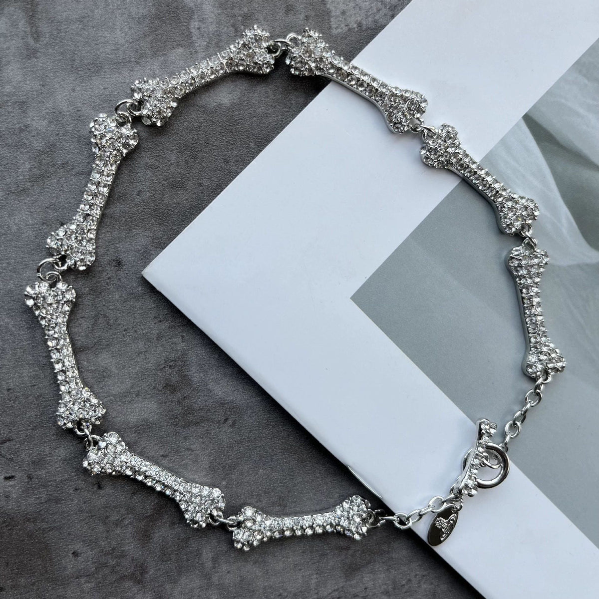 Full Diamond Bone Shape Stitching Fashion Necklaces