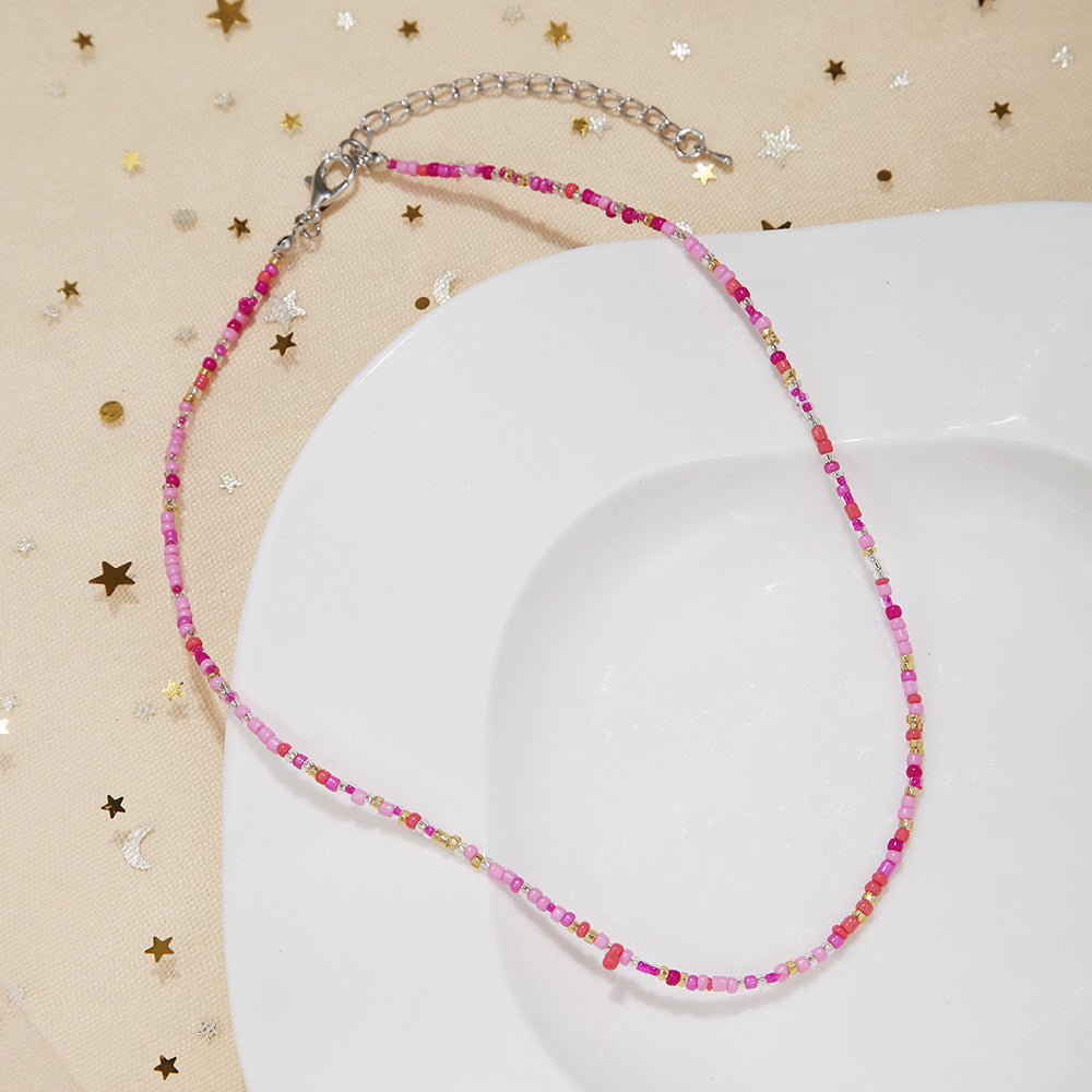 Women's Small Beads Beaded Girly Style Rainbow Necklaces