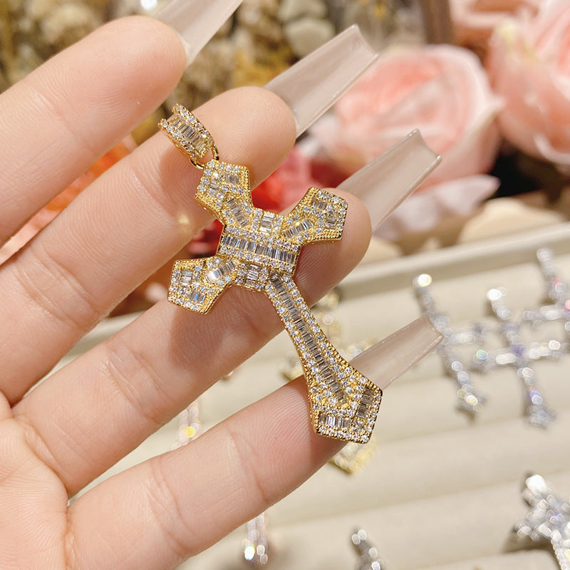 Full Diamond Cross Hip Hop Real Necklaces