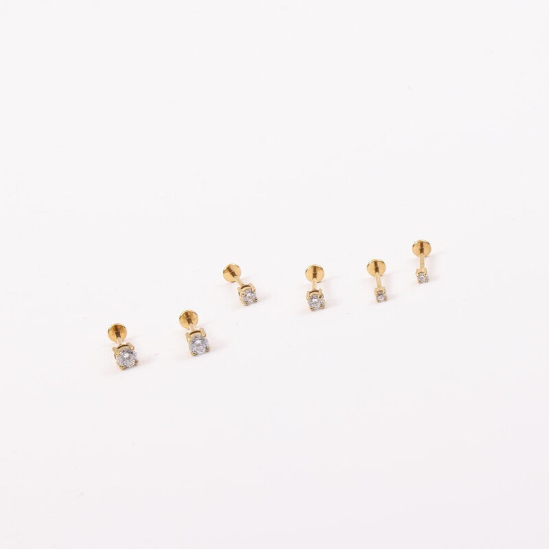 Zircon Elastic Need To Use Vice Adjustable Steel Stud Earrings