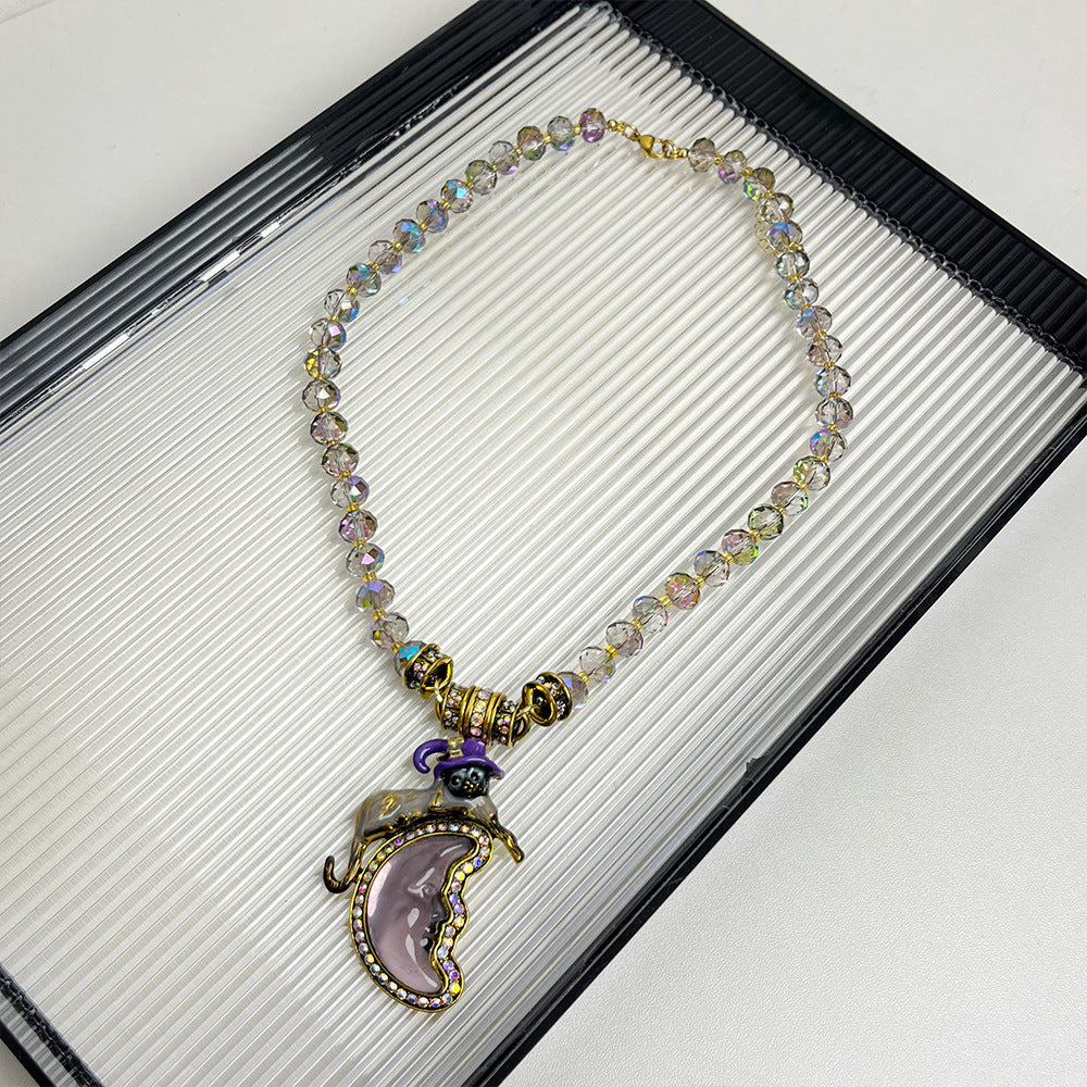 Women's Moen Face Moon Beaded For Niche Personality Design Necklaces