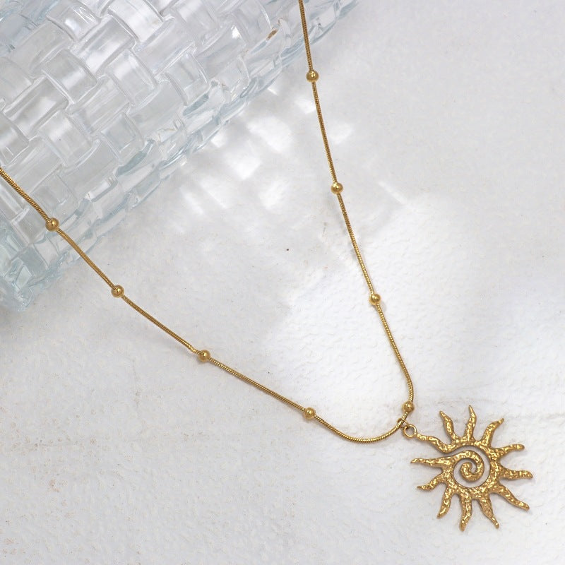 Spiral Sun Female Personality Golden Hollow Fashion Pendants