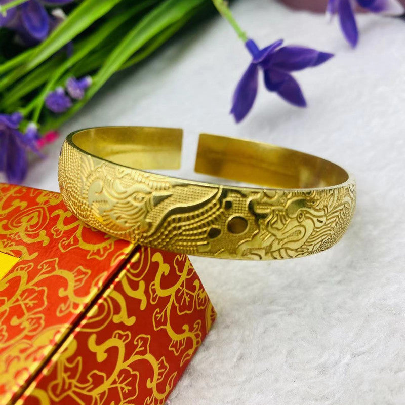 Women's & Men's Natural Polished Copper Thickened Primary Color For Hand Ethnic Style Bracelet