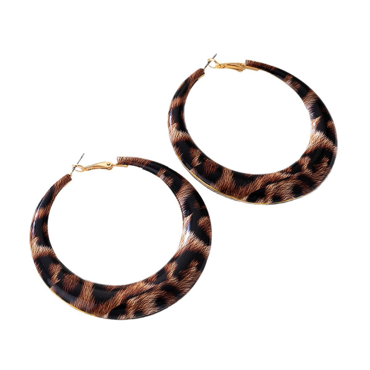 Exaggerated Hot Style Leopard Print Large Design Geometric Metal Rings