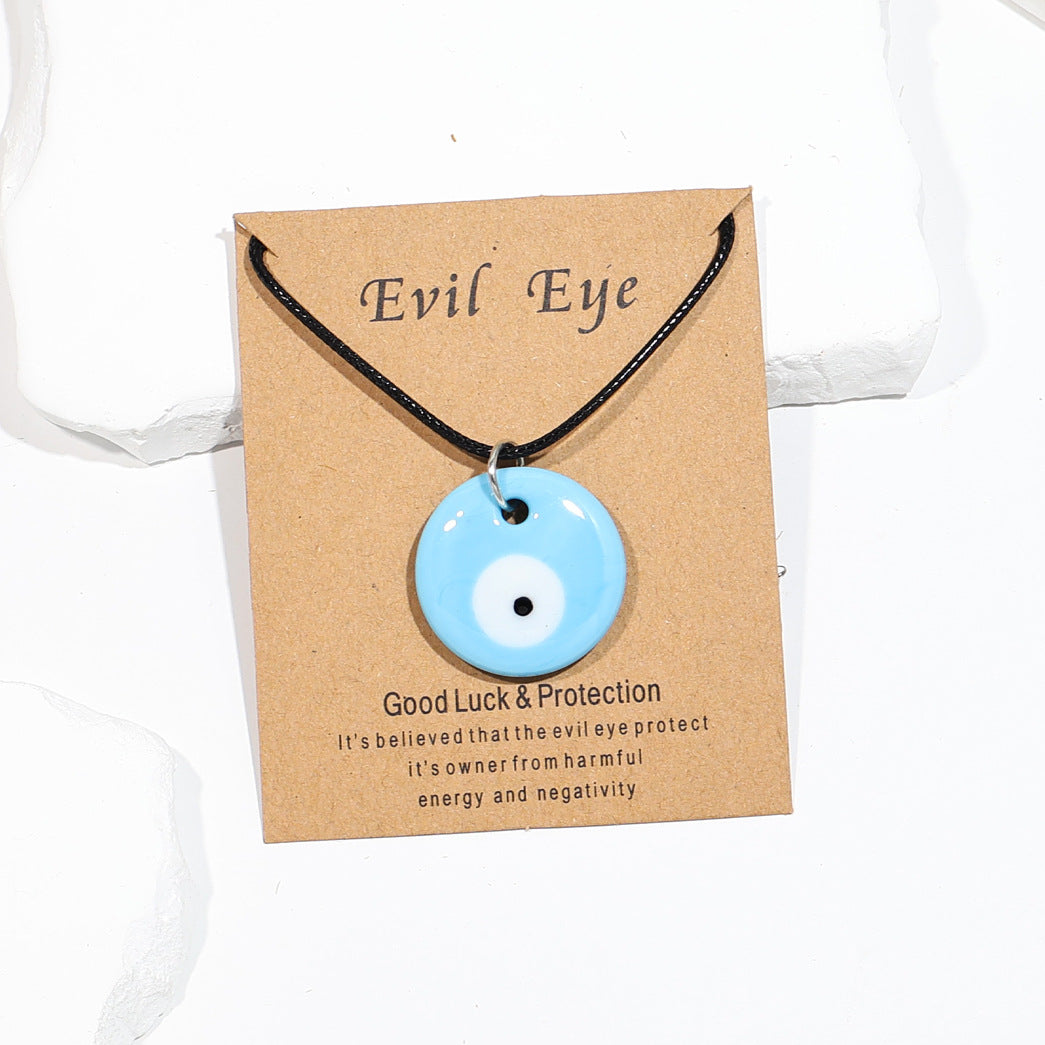 Vintage Blue Glass Devil's Eye Round Necklaces
