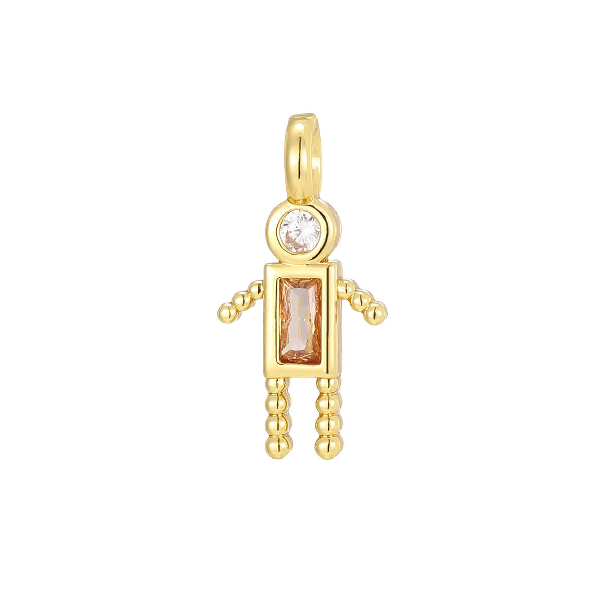 Boys Color Birthstone Gold Micro Inlaid Pendants