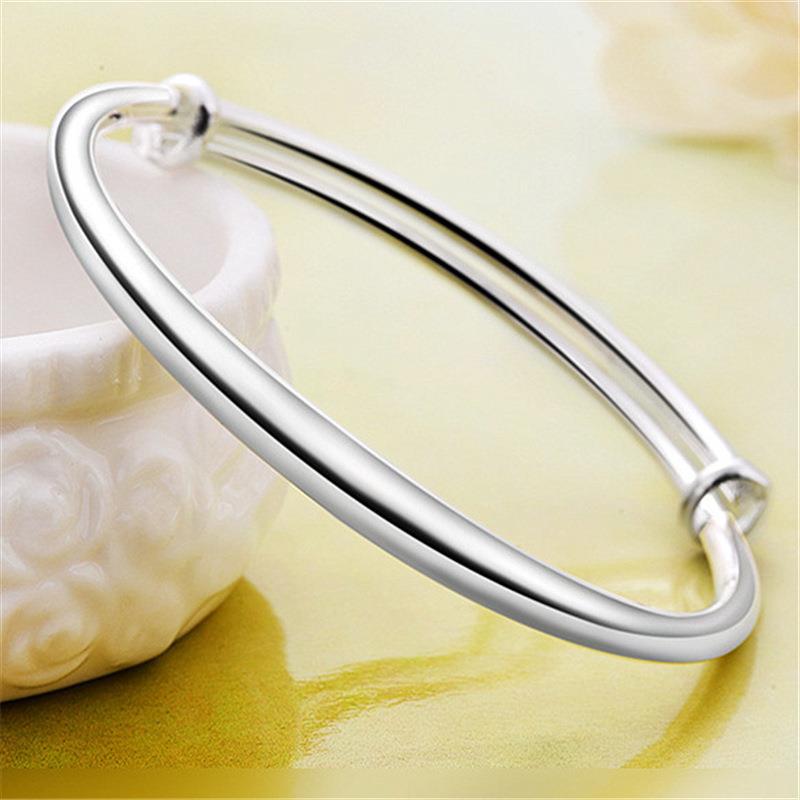 Women's Belly Glossy Concubine Versatile Simple Push-pull Sier Korean Bracelet