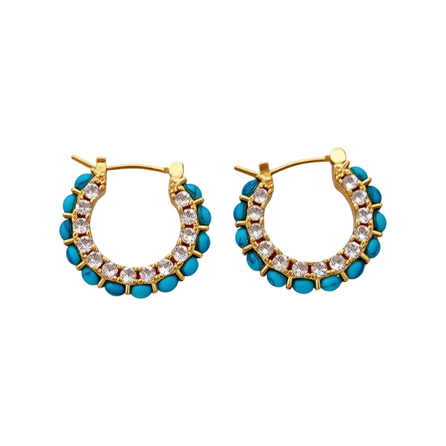 Electroplated Zircon Resin Round Ear Clip Temperament Earrings