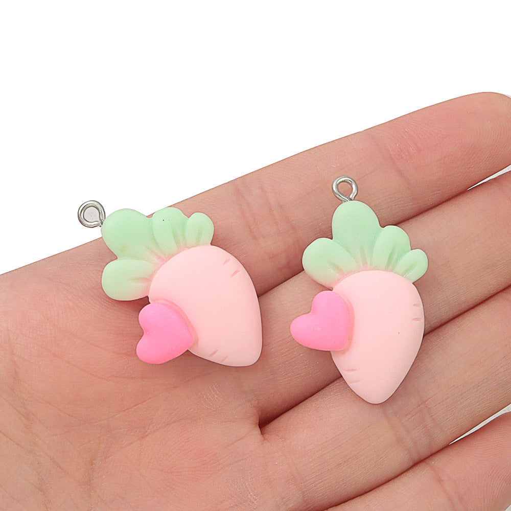 Mini Small Matching Carrot Barrettes Vegetable Resin Cute Earrings