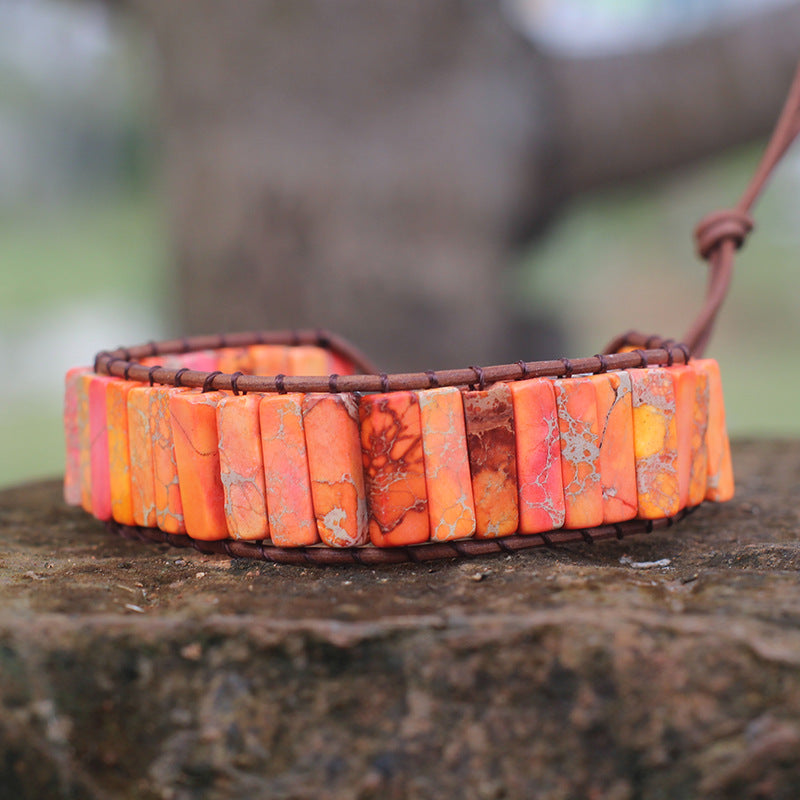 Bohemian Style Natural Stone Lan Di Royal Vintage Hand-woven Bracelet