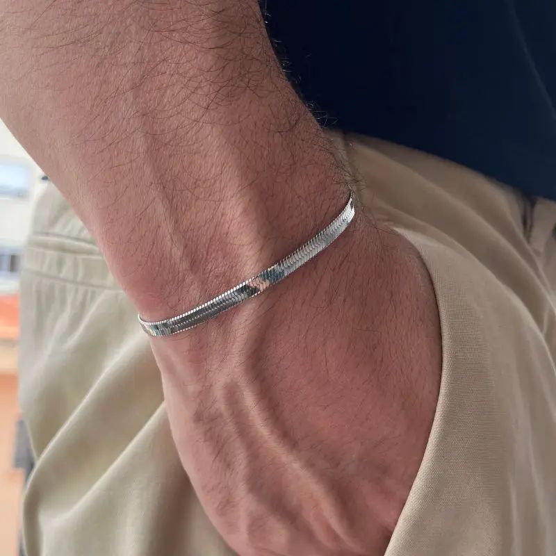 Men's Steel Six-sided Grinding Cuban Simple Personality Hipster Cool Bracelet