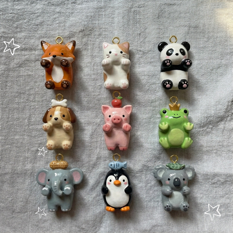Simple Cartoon Small Animal Series Fox Kitten Frog Pendants