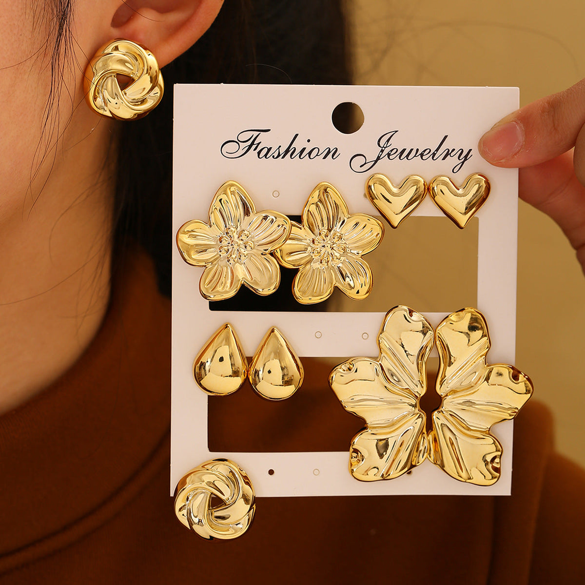 Beautiful Flowers Graceful Personality Matte Irregular Earrings