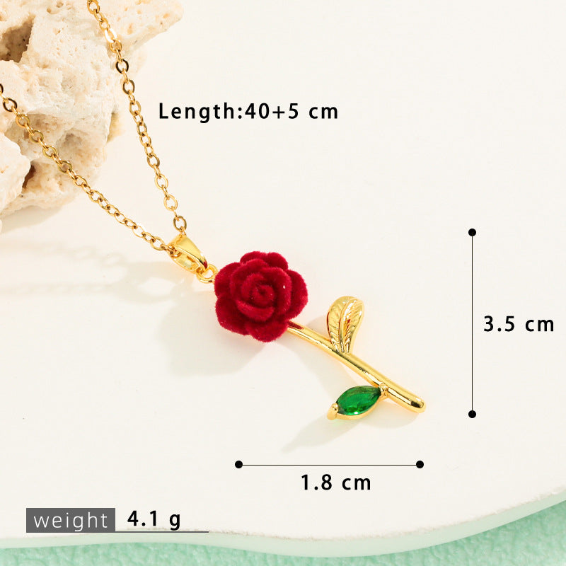 Rose Full Diamond Light Luxury Temperament Gorgeous Necklace