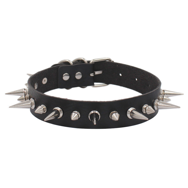 Black Punk Rock Leather Gothic Spike Trend Necklaces