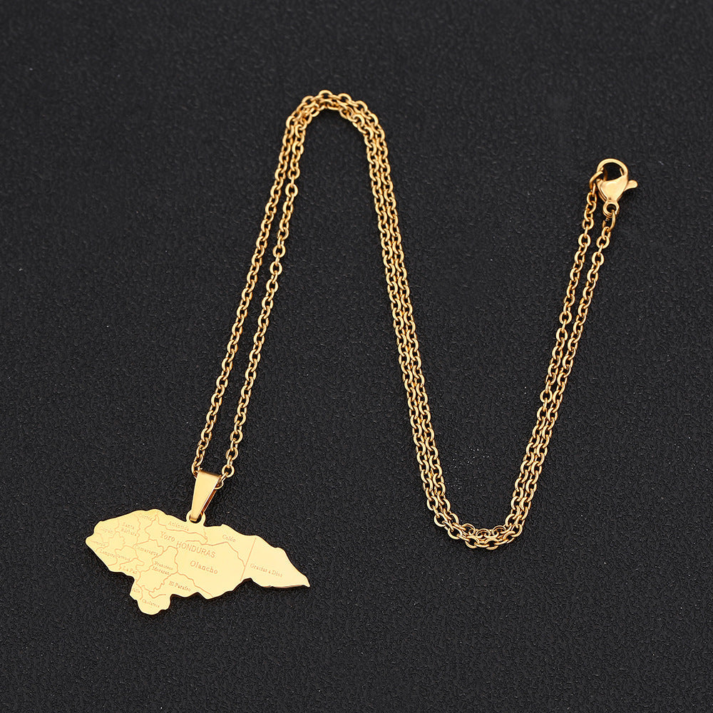 Stainless Steel Honduras Map City Couple National Style Pendants