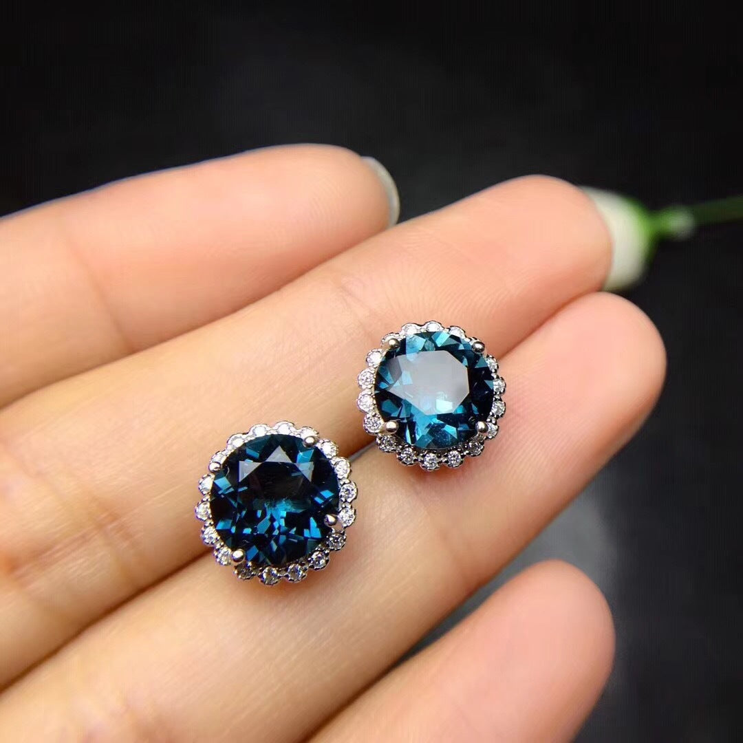 Live Streaming Imitation Sri Lanka Aquamarine Carat Ear Jewelry Set